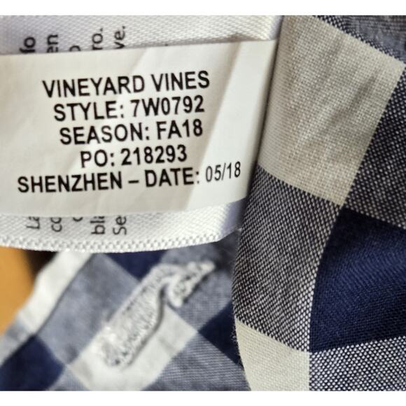Vineyard Vines Girls Long Sleeve Top Tunic Blue and White Gingham Check Large 14 - Picture 10 of 10